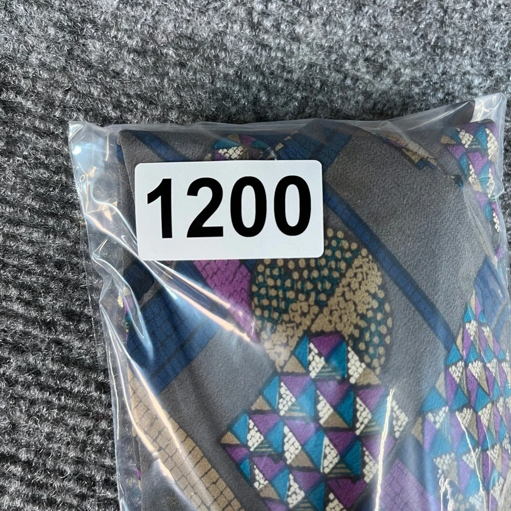 Basic Elements Mens Silk Tie Geometric Abstract Italian Fabric Grey Purple USA